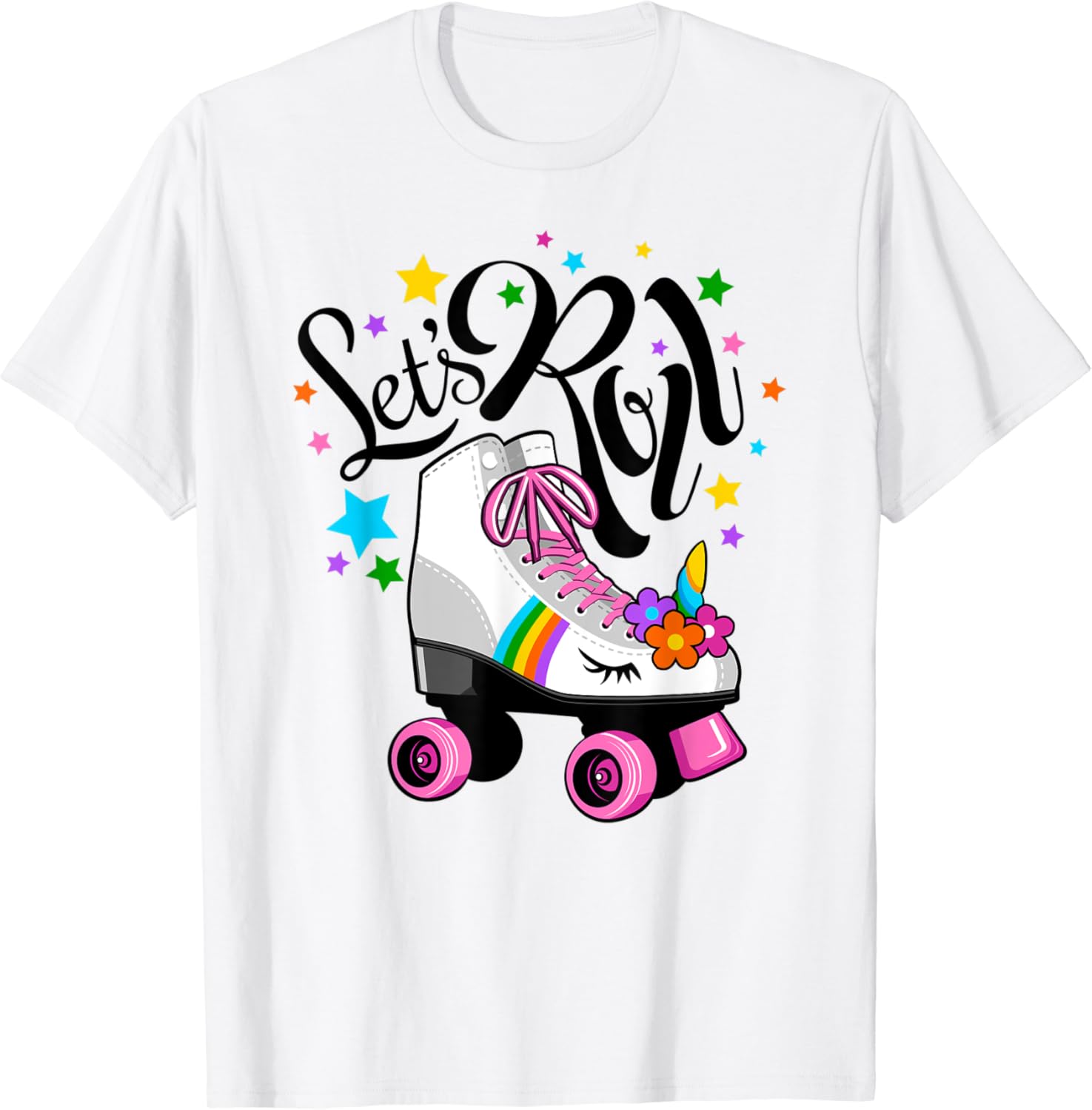 Let's Roll Unicorn. Roller Skate fun party girl's TShirt